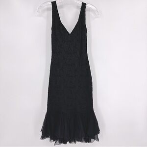 Lillie Rubin Lace Sleeveless V-neck Flounced Hem
Dress Black Size S